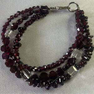 Multi-Strand Garnet Bead Bracelet - Deep Red